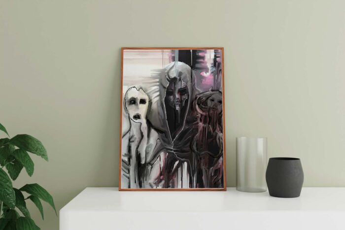 Drei Gesichter - Digital Mischtechnik - Gothic Kunst Horror Art - DIN A4 Kunstdruck
