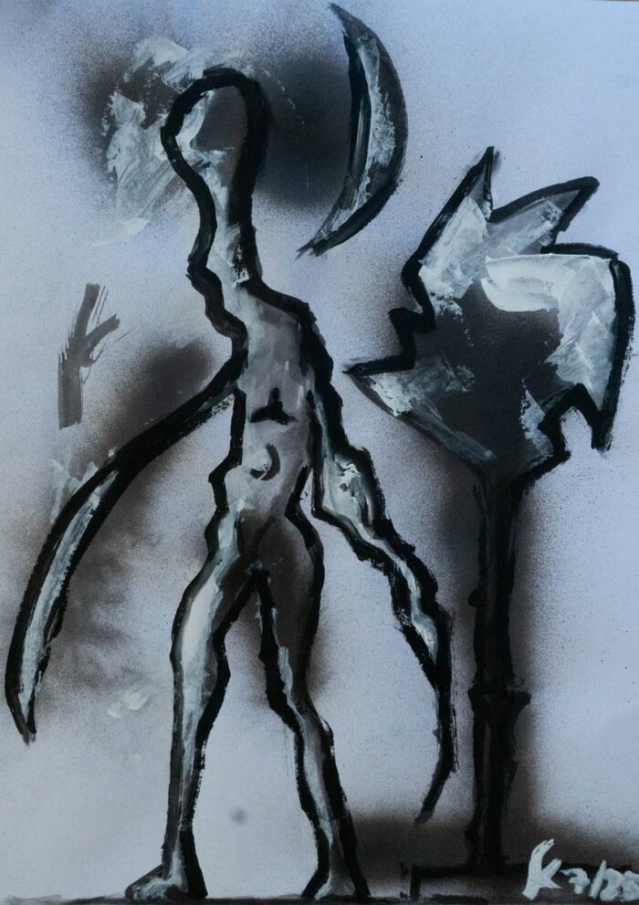 Während ich schlafe – Surreale Acrylmalerei auf Fotokarton